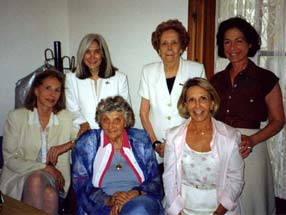 Fundación J.L. Borges, dec. 2002. Maria Kodama, Ana María, Evelyne Bissone Jeufroy, Irene Lawson, Anne Ancelin Schutzenberger, Laura Bertone